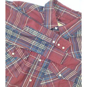 Bit and Bridle Western Red Plaid Pearl‎ Snap Long Sleeve L Shirt
